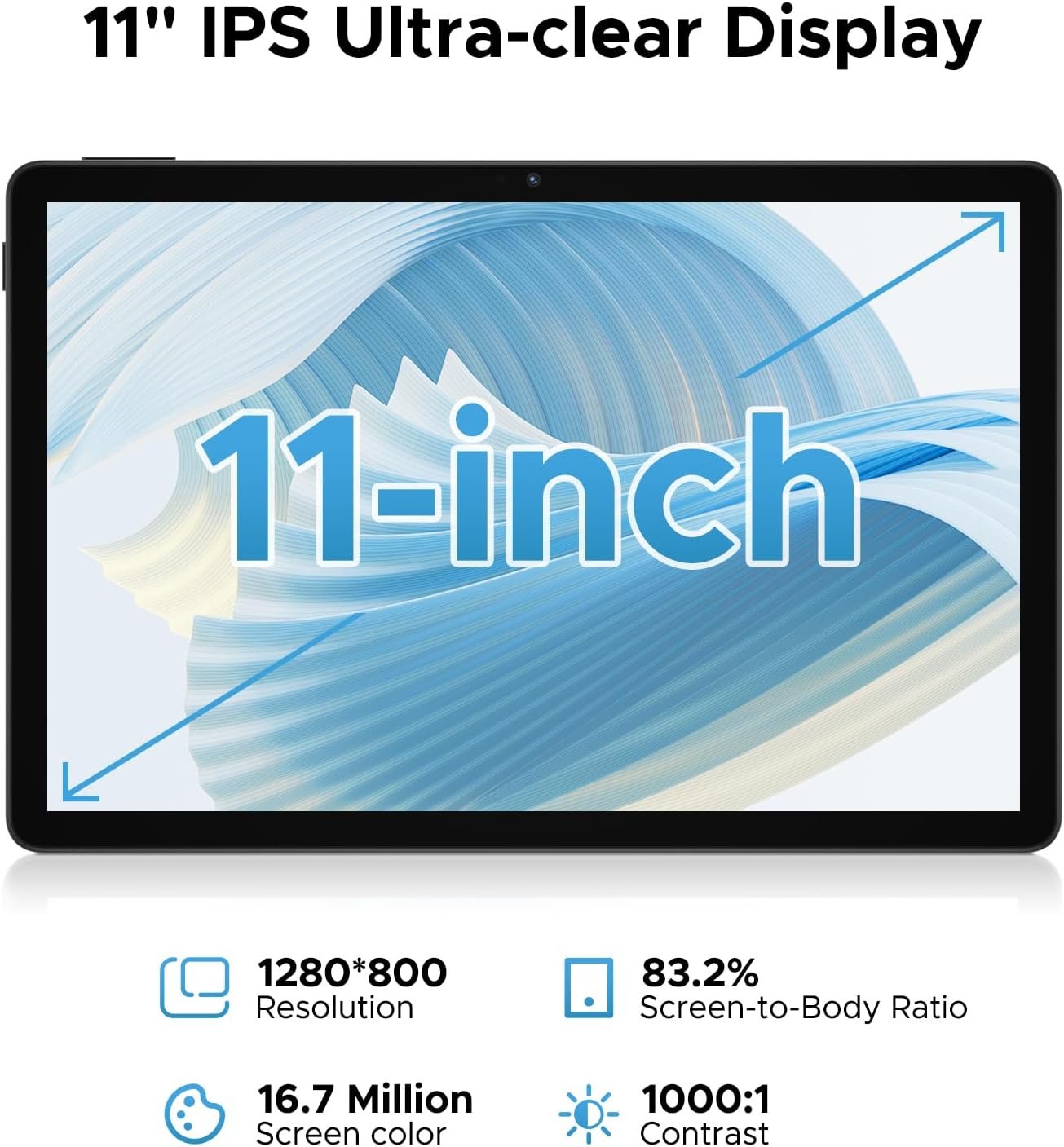 DOOGEE U11 2026 Newest Android 16 Tablet 11 Inch, Gemini AI Android Tablets Octa-Core 16GB RAM 128GB ROM(TF 2TB), 8580mAh Battery, Widevine L1|3.5mm Jack|GMS|5G WiFi Tablet with Keyboard&Pen, Gray - Image 4