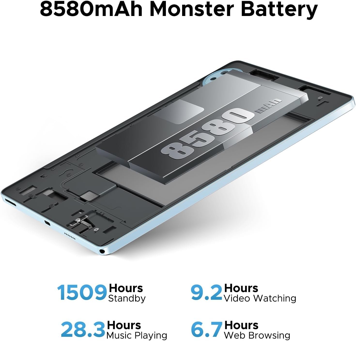 DOOGEE U11 2026 Newest Android 16 Tablet 11 Inch, Gemini AI Android Tablets Octa-Core 16GB RAM 128GB ROM(TF 2TB), 8580mAh Battery, Widevine L1|3.5mm Jack|GMS|5G WiFi Tablet with Keyboard&Pen, Gray - Image 5