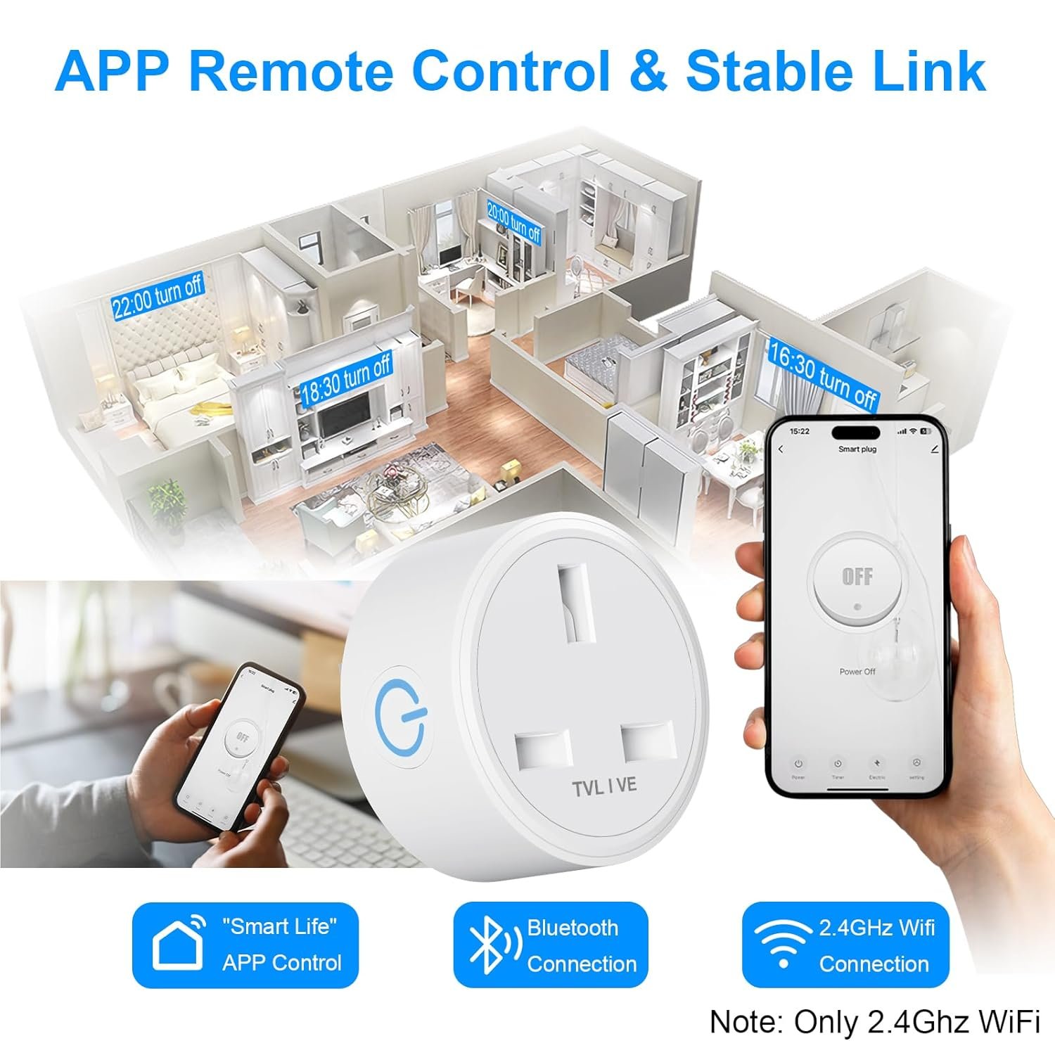 Smart Plug, 1 Pack 13A Smart Plugs that Work with Alexa (Echo, Echo Dot), Google Home Voice Control, Energy Monitoring, Remote Control, Timer & Schedule Function, Smart Wifi Plug UK, No Hub Required - Image 3