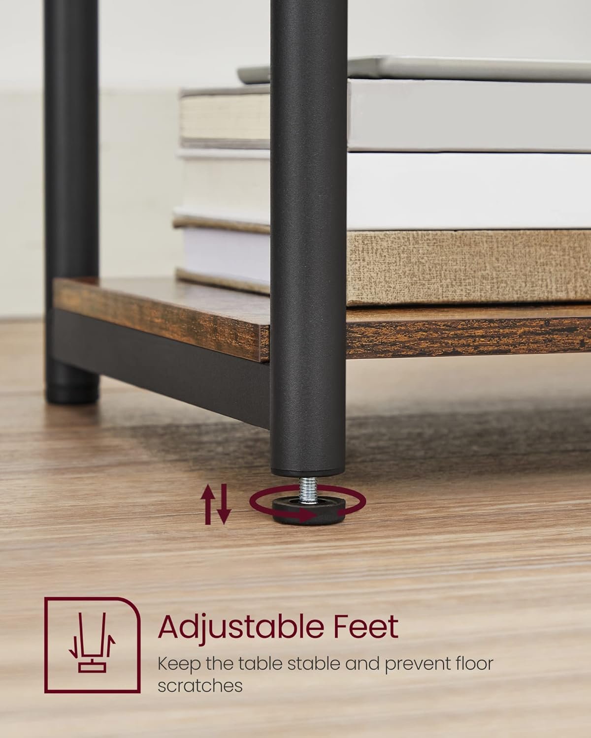 VASAGLE Side Table, Bedside Table, End Table with Storage Shelf, Steel Frame, for Living Room, Sitting Room, Bedroom, Industrial, Rustic Brown and Black LET271B01 - Image 8