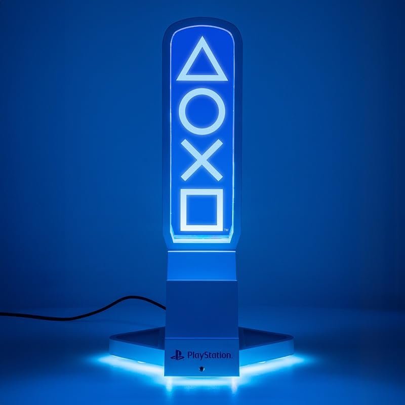 Paladone PlayStation 3-in-1 Headphone Stand and Tech Charging Station with Console Controller Cradle and 2 USB-C Ports, RGB Colour Changing Light Panel, Officially Licensed Gift for Gamers - Image 4