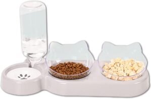 3-In-1 Cat Food And Water Bowl Set,...