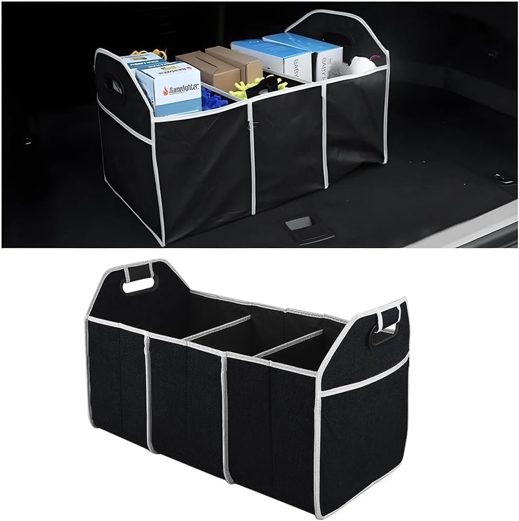Car Trunk Organizer, Foldable Storage Organizer with 3 Compartments, Storage Box for Auto, Portable Waterproof Bag for Cargo Trunk, Car Accessories Universal for SUV, Truck, Van - Image 2