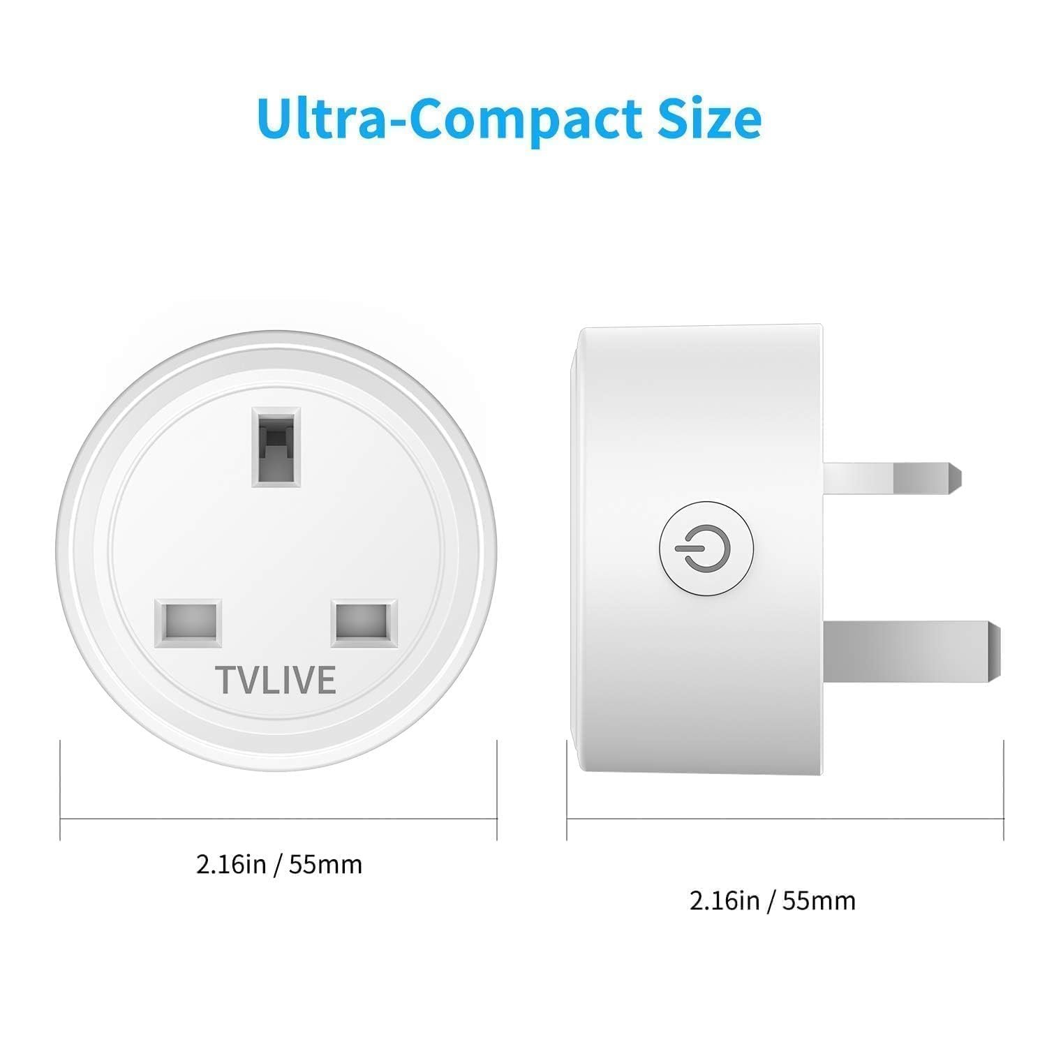 Smart Plug, TVLIVE 2 Pack Smart Plugs that Work with Alexa (Echo, Echo Dot), Google Home Voice Control, Energy Monitoring, Remote Control, Timer & Schedule, smart wifi plug socket UK, No Hub Required - Image 9