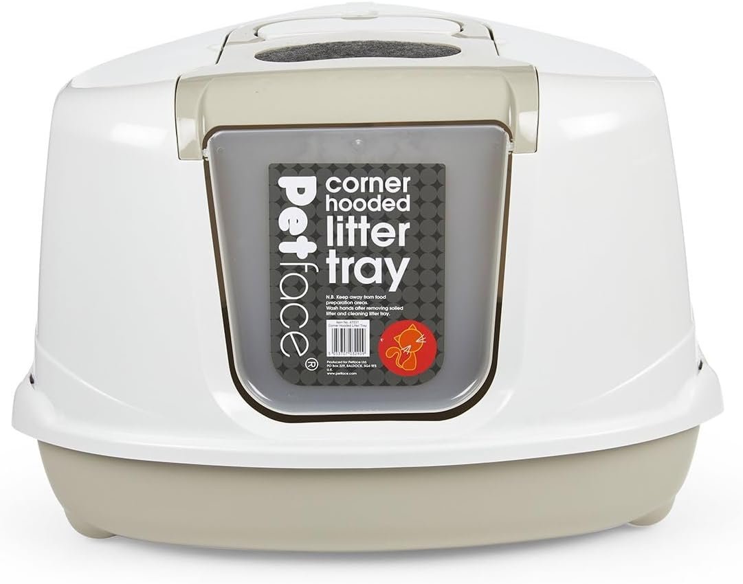 Petface Hooded Corner Cat Litter Tray, Pet Privacy, Reduce Odours & Keep Your Home Fresh, Scoop Provided, 56L x 38W x 46H cm - Image 6