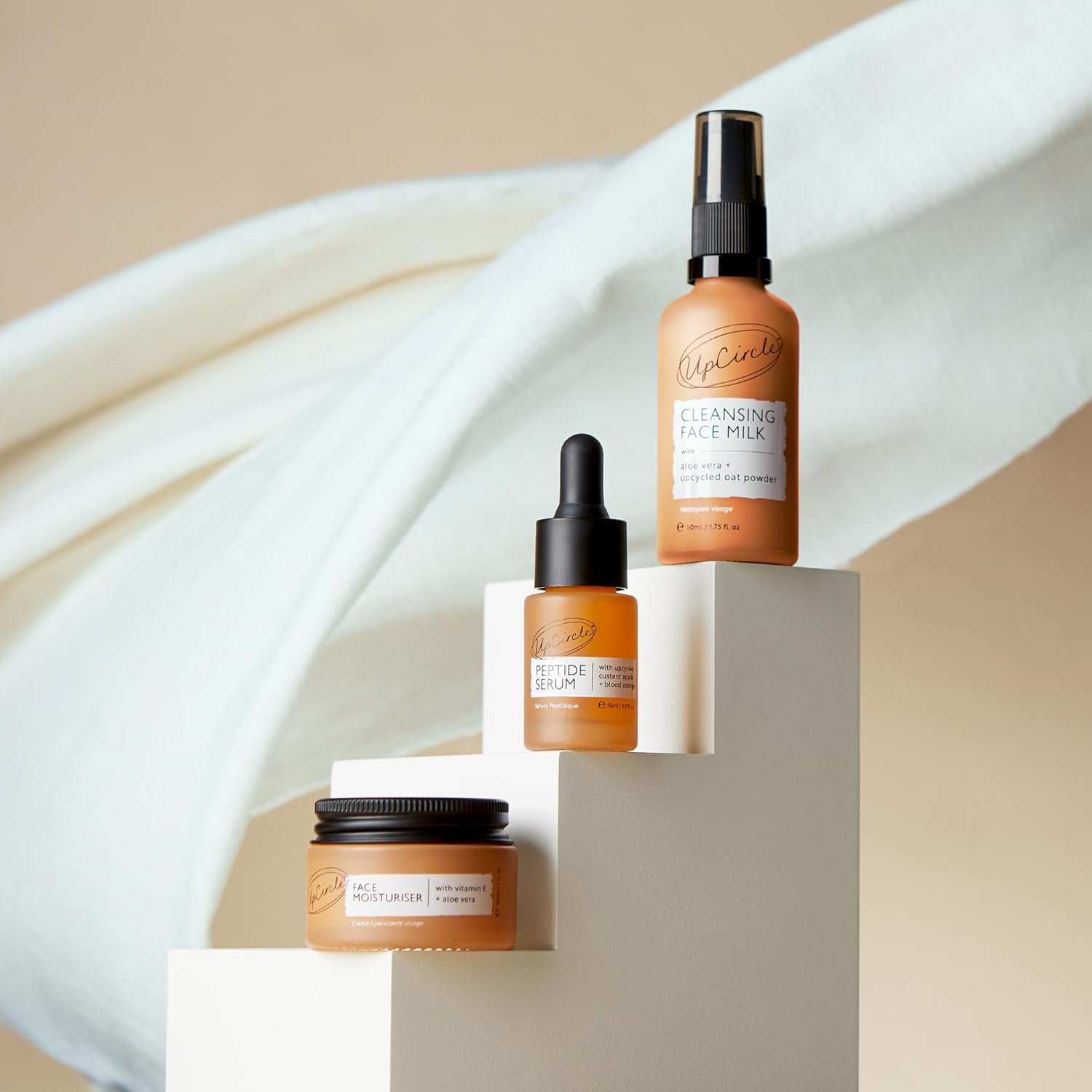 UpCircle Discovery Set – Cleansing Face Milk, Face Moisturiser and Peptide Serum Trio – Vitamin E, Niacinamide + Aloe Vera – Boosts Collagen, Hydrates + Soothes – Vegan + Cruelty-Free - Image 4