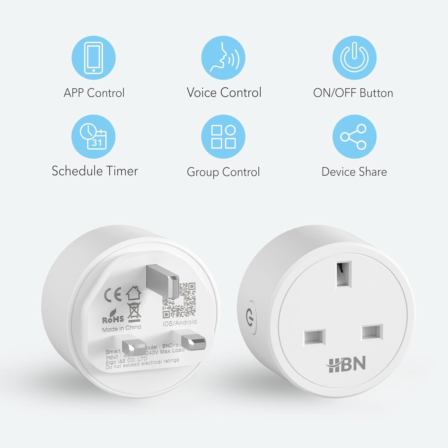 HBN Smart Plug WiFi Socket Work with Alexa Echo and Google Home, Smart Timer Plug, No Hub Required, 2.4Ghz Only (13A/3120W,4 Pack) - Image 2