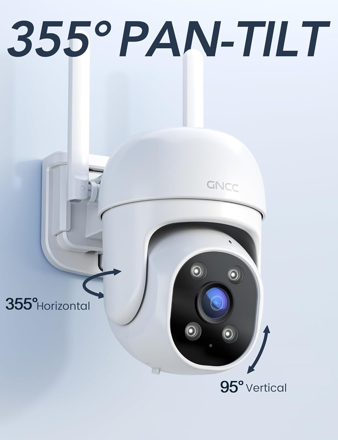 GNCC 1080P Home Security Camera Outdoor Surveillance with AI Motion Detection,360°View Pan-Tilt, 2.4G WiFi, Color Night Vision, IP65 Waterproof, 24/7 Recording, Two-Way Audio, Cloud & SD Card Storage - Image 3