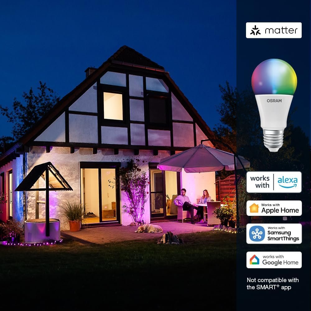 OSRAM SMART+ RGBW, B22d LED Lamp with Matte Over WiFi, Specially Developed for Alexa, Easy Setup by Click, 60 W Replacement, Warm White to Cool White (2700-6500 K), 16 Million RGB Colours, Pack of 1 - Image 4