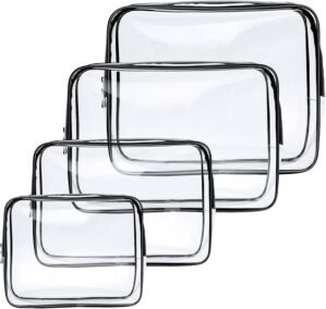 4-Pack Clear Wash & Makeup Bag...