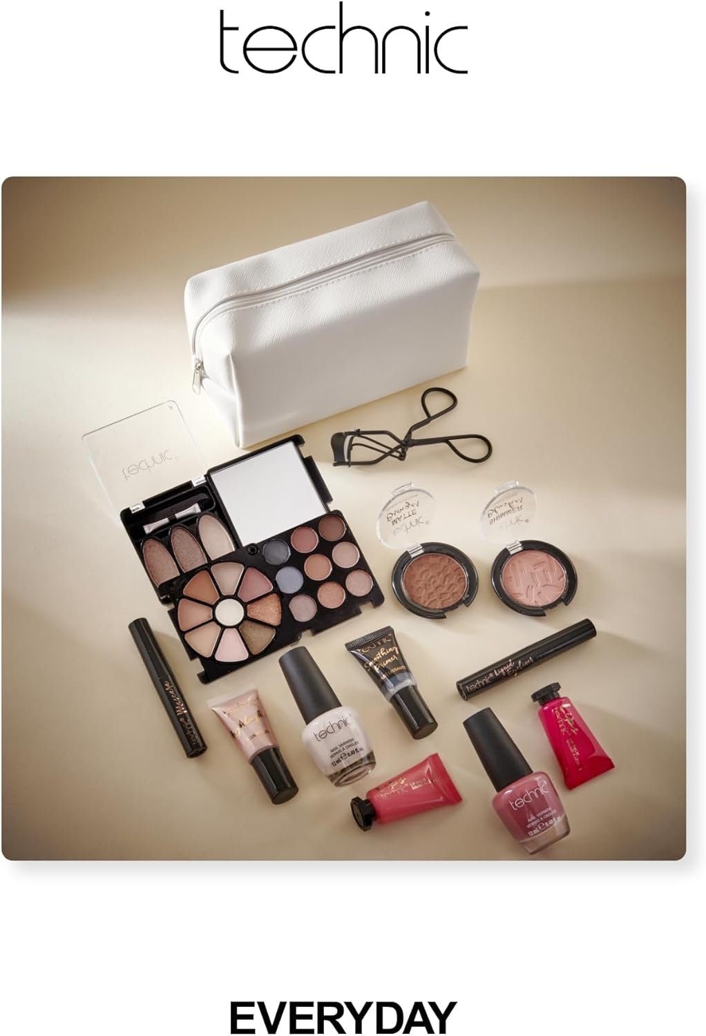 Technic Cosmetic Bag Set - Full Make Up Kit - 14 Mini Essentials for Eyes, Lips, Face & Nails In a Portable Storage Bag - Perfect For Overnight Trips and Holidays - Vegan and Cruelty Free - Image 3