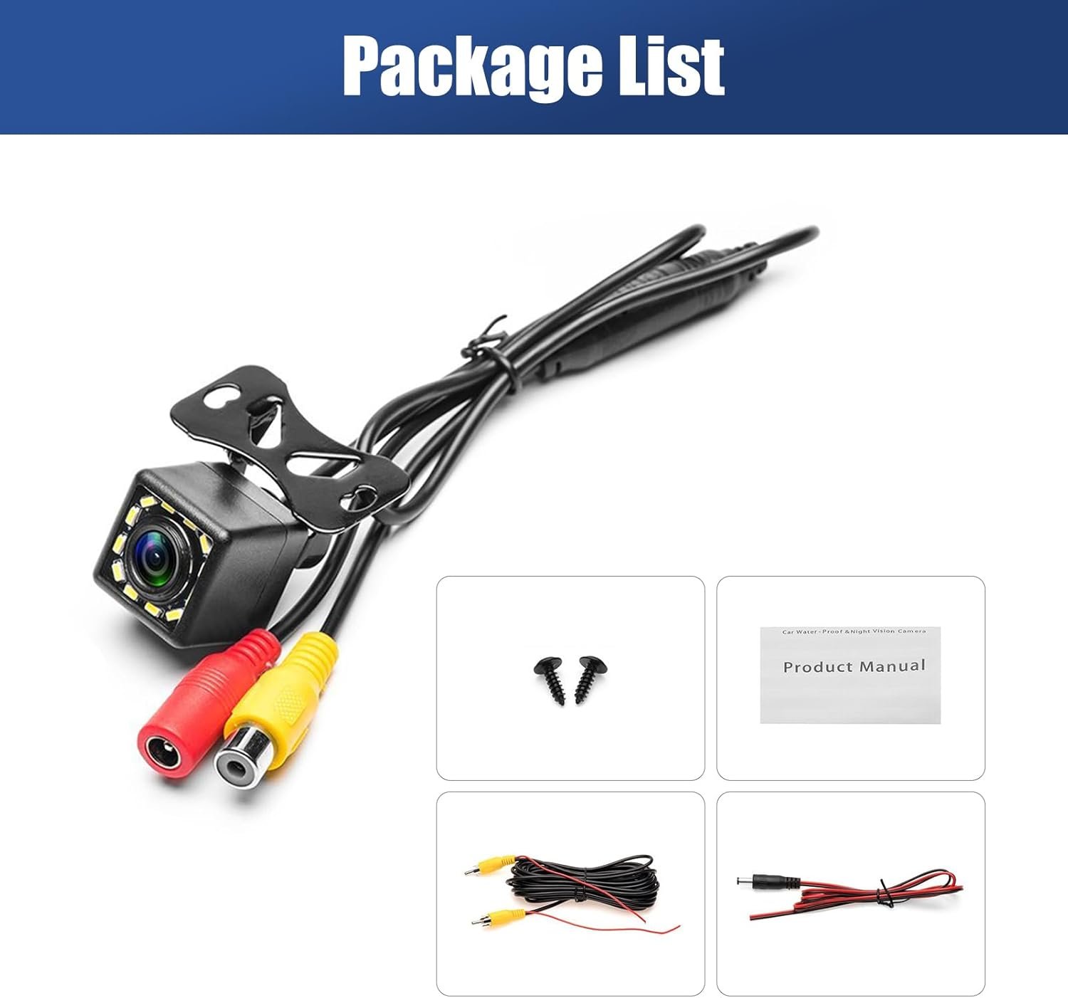 Car Backup Camera Reversing Camera with 12-LED Night Vision IP66 Waterproof Rear View Camera Wide Viewing Angle Lens Parking Camera for Cars Trucks Vans SUVs RVs Caravan - Image 7