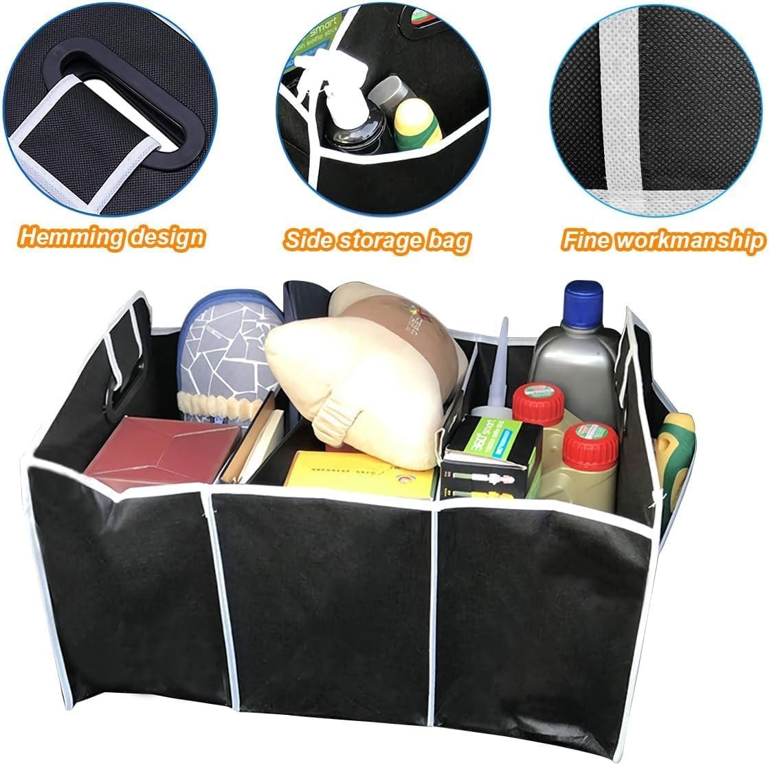 Car Trunk Organizer, Foldable Storage Organizer with 3 Compartments, Storage Box for Auto, Portable Waterproof Bag for Cargo Trunk, Car Accessories Universal for SUV, Truck, Van - Image 5