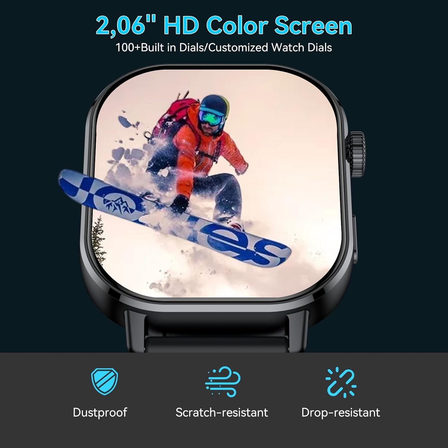GPS Smart Watch, 2.06'' AMOLED Screen Smartwatch for Men Women (Answer/Make Calls), 178+ Sports Modes Activity Tracke with Heart Rate/Sleep/SpO2 Monitor, 5 ATM Waterproof Fitness Watch for Android iOS - Image 4