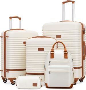 COOLIFE Suitcase Set, 5 Piece Lugga...