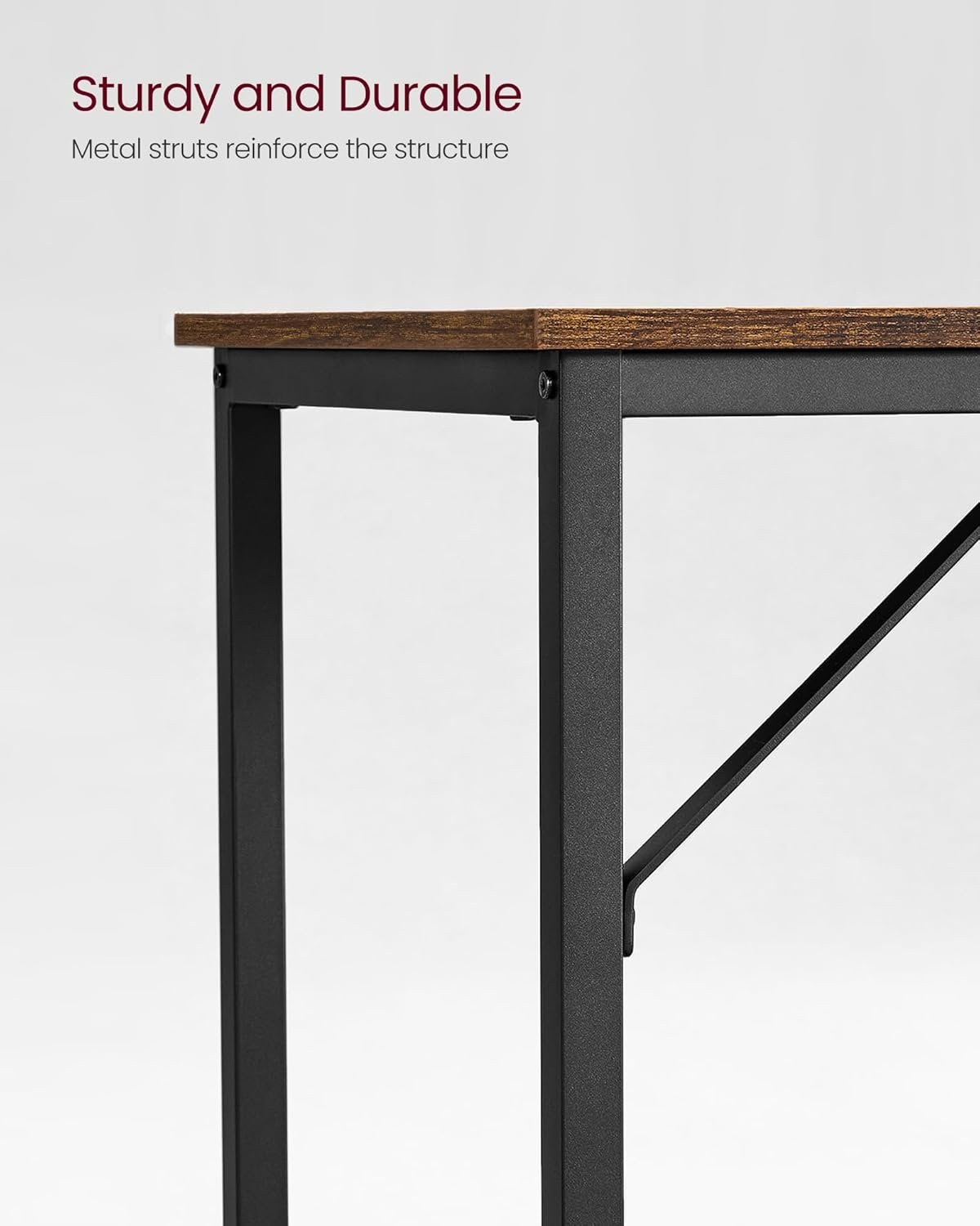 VASAGLE Computer Desk, Writing Desk, Small Office Table, 50 x 100 x 75 cm, Study, Home Office, Simple Assembly, Steel, Industrial Design, Rustic Brown and Black LWD41X - Image 5