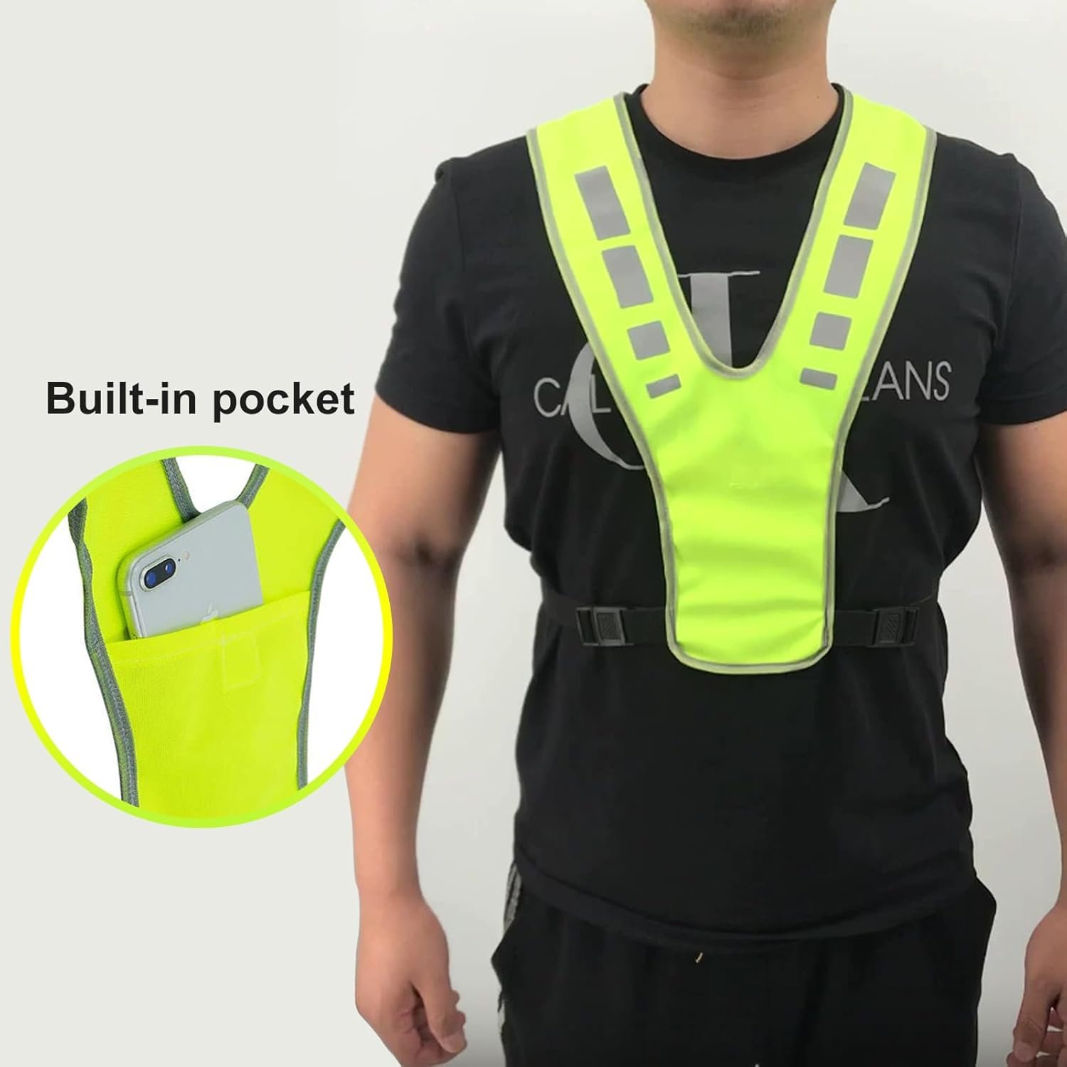 RUNQIN Hi Vis Reflective Running Gears with Pocket, Top Reflector Safety Vest High Visibility for Men Women, Breathable Reflectors Clothing, Adjustable Safety Warning Vest for jogging Hiking Cycling - Image 4