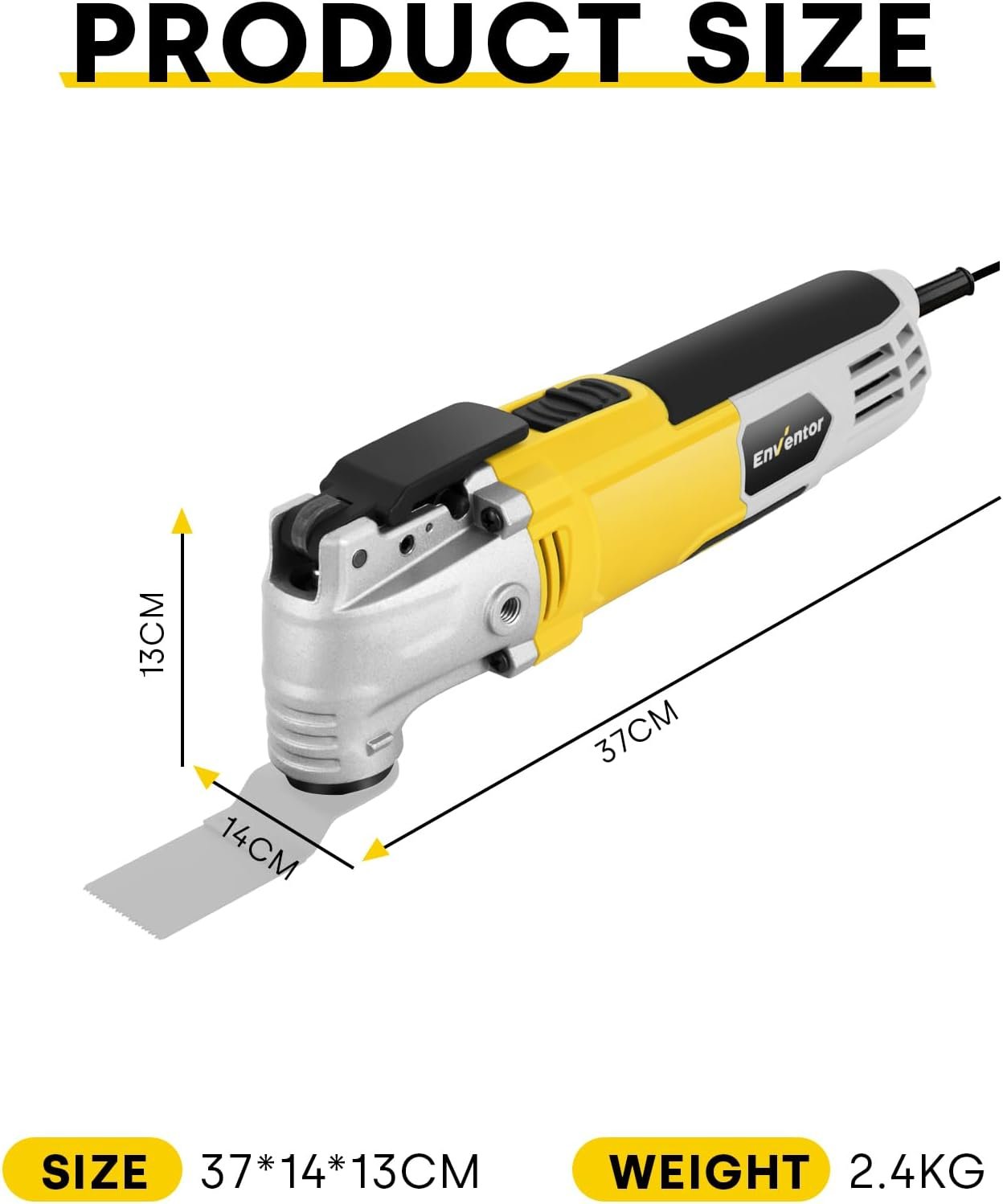 Enventor Oscillating Multi Tools, 300W 15000-22000 OPM Electric Corded Multi Tool, 6 Variable Speeds, 3°Oscillation Angle, Quick-fit Blade Design, with 28pcs Accessories for Cutting, Sanding, Scraping - Image 7