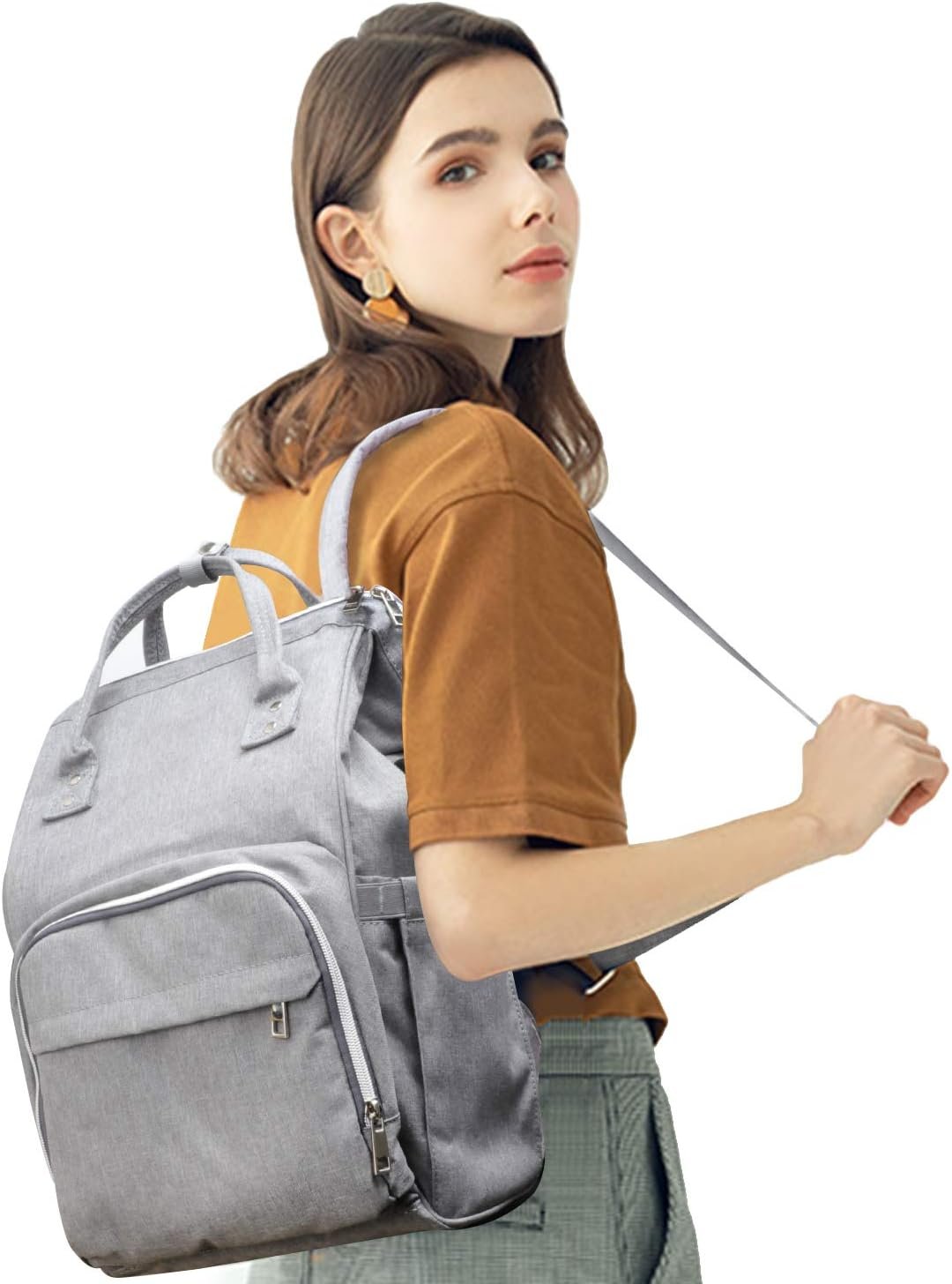 Baby Diaper Bag Backpack, Multi-Function Waterproof Maternity Nappy Bags with USB Port for Mom & Dad, Large Capacity (Grey) - Image 8