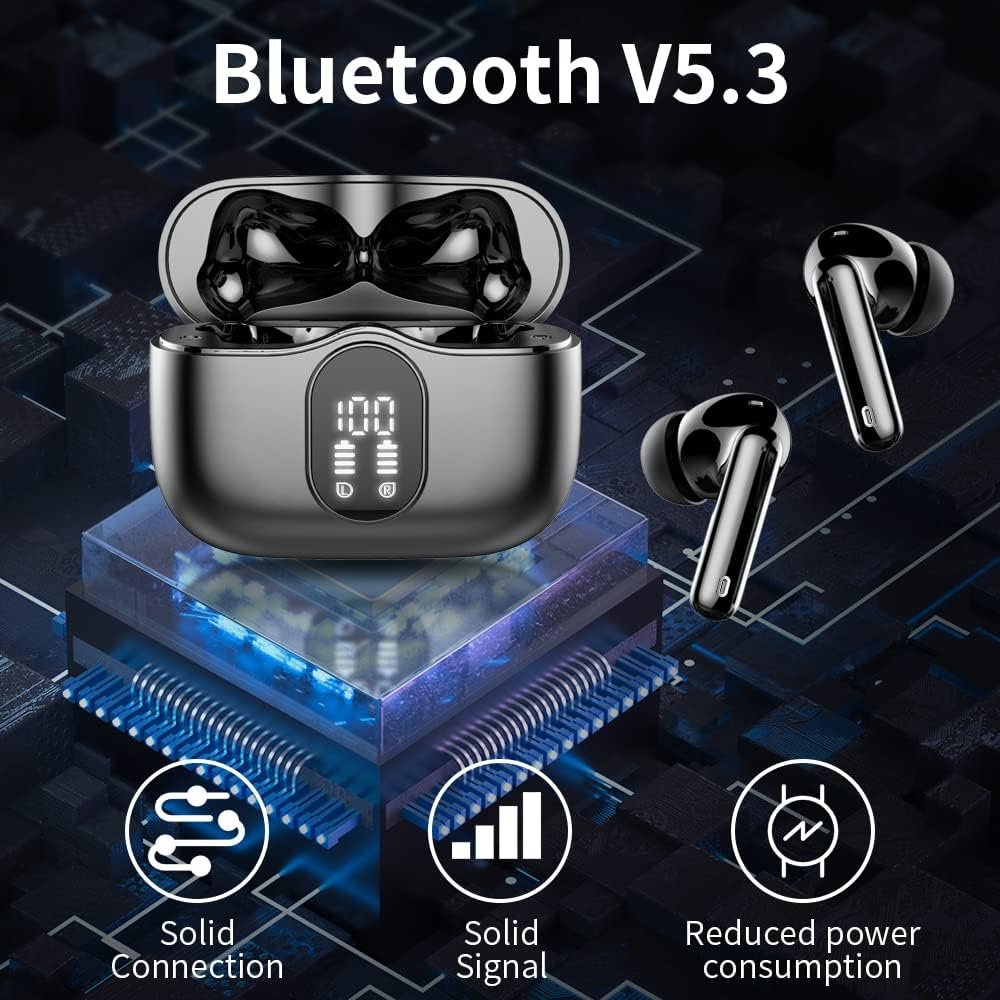 Wireless Earbuds, Bluetooth 5.3 Headphones In Ear with 4 ENC Noise Cancelling Mic, Btootos New Bluetooth Earbuds Mini Deep Bass Stereo Sound, 36H Playtime LED Display Wireless Earphones IP7 Waterproof - Image 4