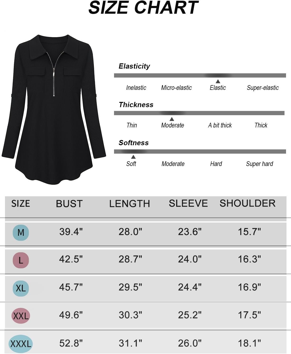 Womens Tops 3/4 Sleeve Tops for Women Polo Top Floral Printed Shirts with Zip Up V Neck Tunic Blouse Basic Tops - Image 6