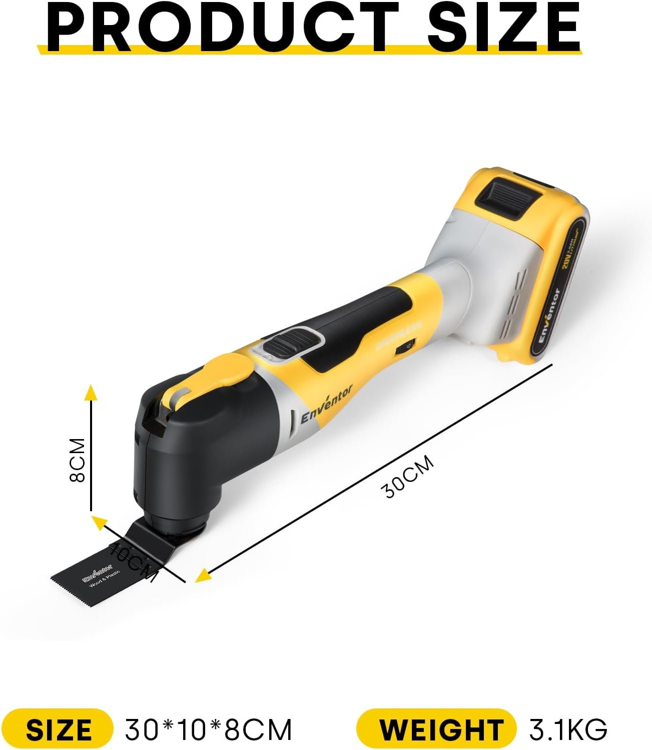 Enventor Brushless Oscillating Multi-Tool, 20V Cordless Oscillating Multi Tools with 2.0Ah Battery, 12000-19500RPM, 6 Variable Speeds, 4°Oscillation Angle, Blade Quick-Change, 28Pcs Accessories 98606 - Image 8