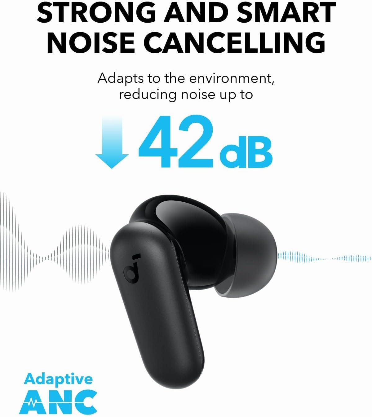 soundcore P30i by Anker Noise Cancelling Earbuds, Strong and Smart Noise Cancelling, Powerful Bass, 45H Playtime, 2-in-1 Case and Phone Stand, IP54, Wireless Earbuds, Bluetooth 5.4, App Control - Image 7