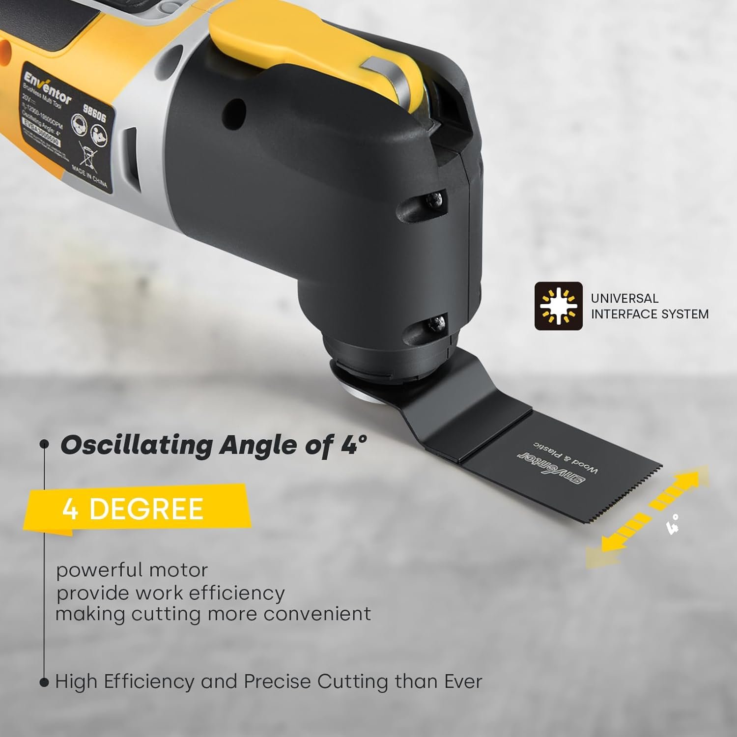Enventor Brushless Oscillating Multi-Tool, 20V Cordless Oscillating Multi Tools with 2.0Ah Battery, 12000-19500RPM, 6 Variable Speeds, 4°Oscillation Angle, Blade Quick-Change, 28Pcs Accessories 98606 - Image 4