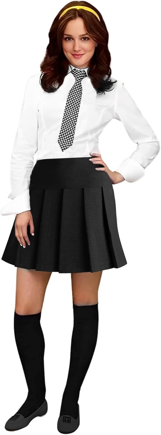 Girls/Women Round Skirts High Waist Pleated Drop Waist School Office Casual Skirt - Image 2