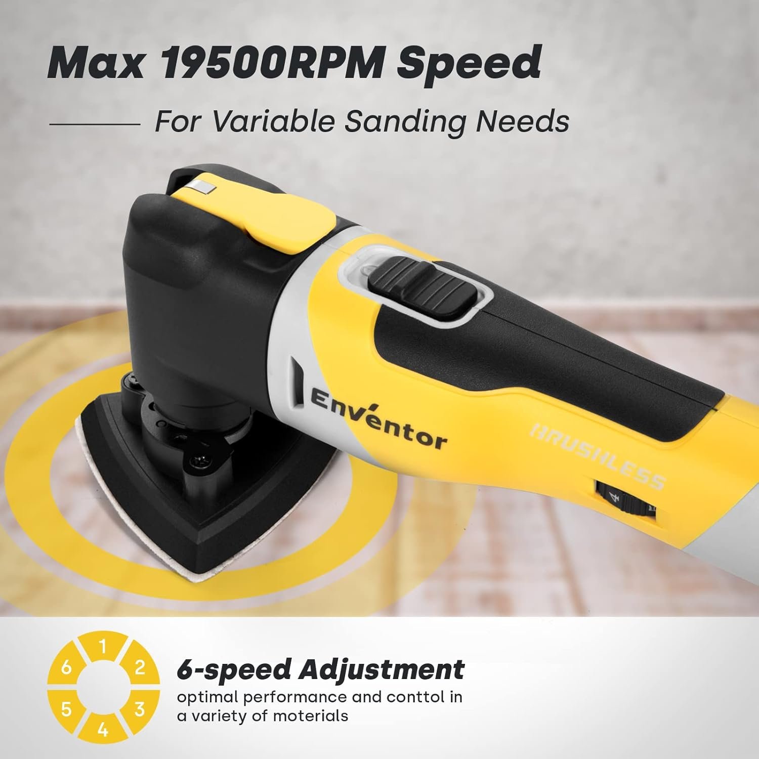 Enventor Brushless Oscillating Multi-Tool, 20V Cordless Oscillating Multi Tools with 2.0Ah Battery, 12000-19500RPM, 6 Variable Speeds, 4°Oscillation Angle, Blade Quick-Change, 28Pcs Accessories 98606 - Image 5