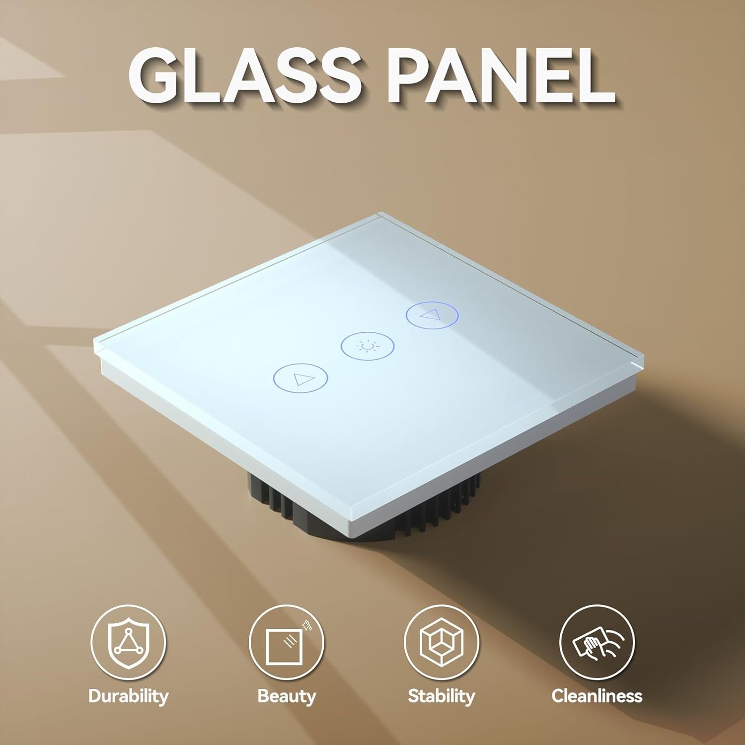 BSEED Smart Dimmer Switch,Glass Touch Panel,LED Lights,Work with Alexa/Smart Life App Control,Neutral Wire Required,WiFi Dimmer 1 Gang 1 Way,86mm White - Image 2