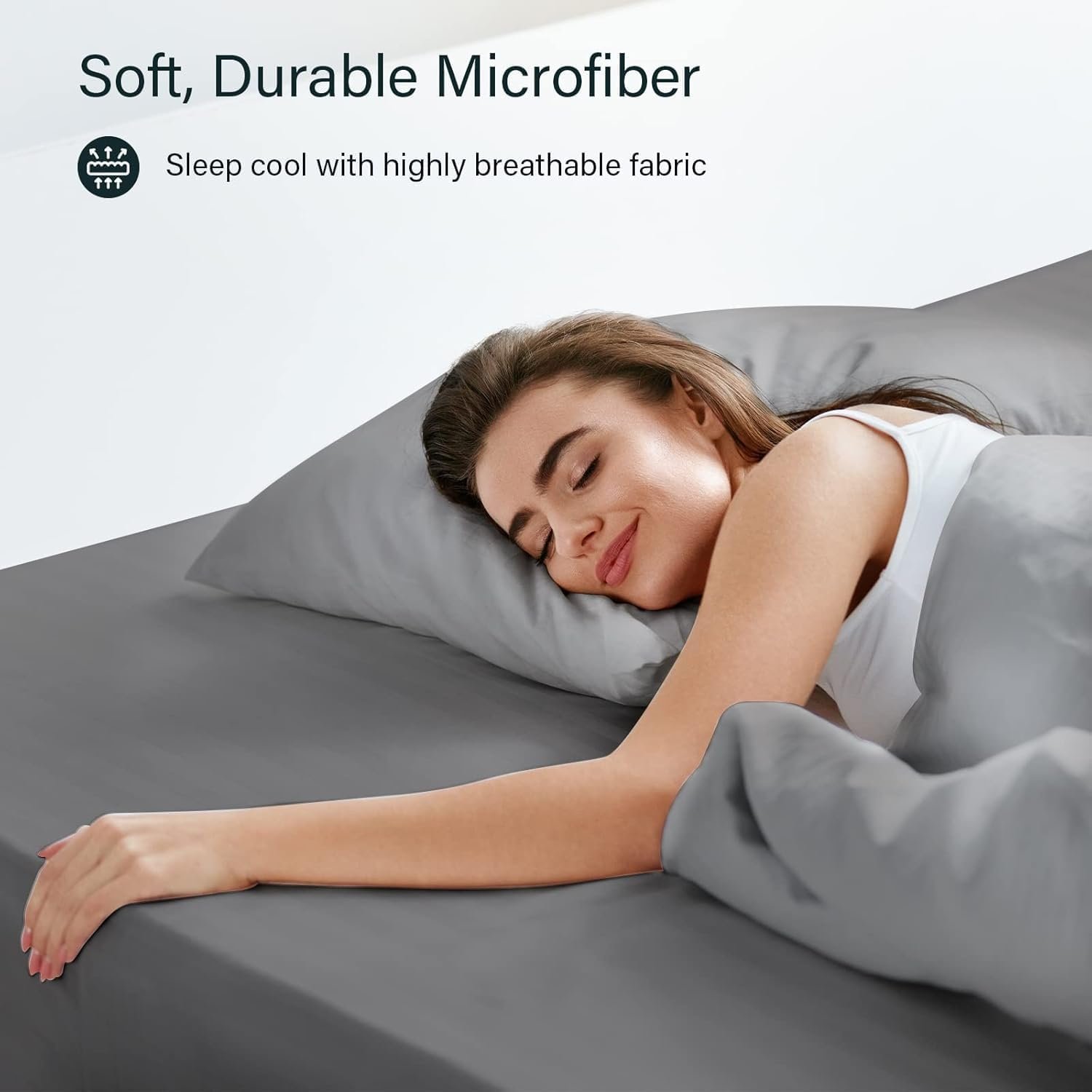 LuxClub SuperKing Fitted Sheet Bedding with 40cm Depth, Extra Deep Soft Cooling Bed Sheets Microfiber Fabric Ease Care Soft & Comfortable Fade Resistant - Grey, Super King - Image 5