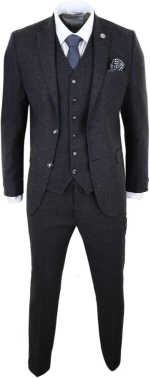 Mens Wool Tweed Suit 3 Piece Authen...