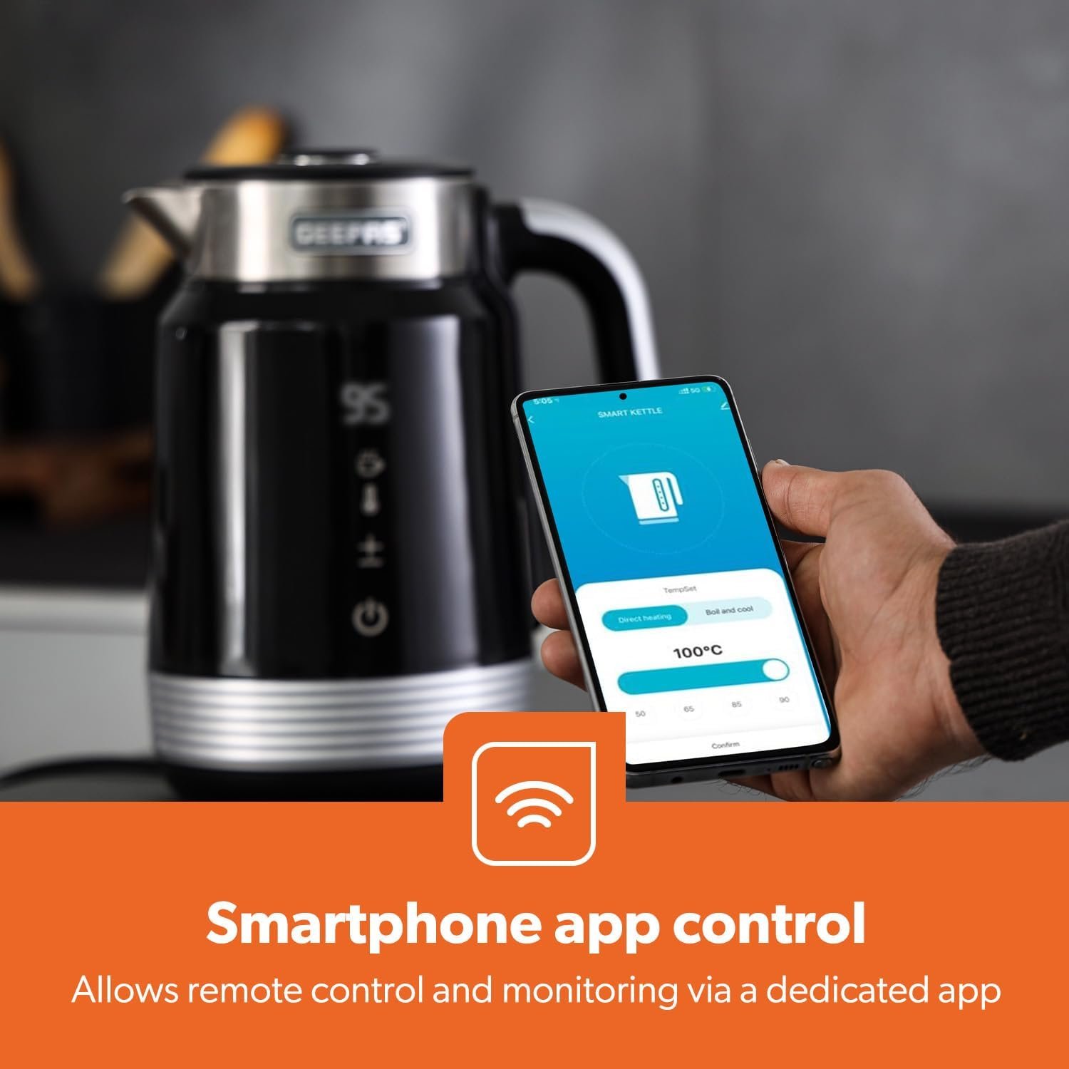 GEEPAS Digital Electric Kettle | 1.7L Wifi Tuya Smart App Control Alexa Google Voice Compatible Digital Display Auto Shut Off Cool Touch Stainless Steel Strix controller | 2 Year Warranty 2200W Black - Image 4