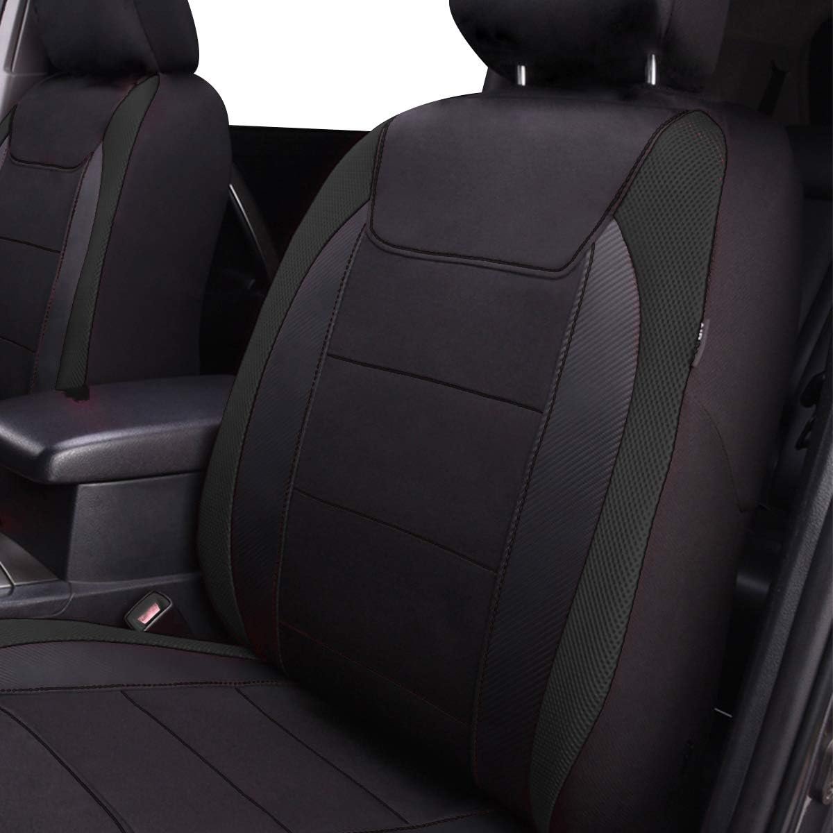 Flying Banner Gabardine Mesh Front Car Seat Covers Airbag Compatible Protector Universal for Most Car Truck Vans SUVs (Black) - Image 4