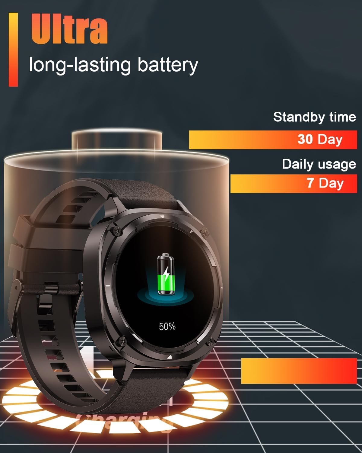 Military Smart Watch for Men Answer/Make Calls, 1.39" HD Fitness Tracker with Heart Rate/Sleep Monitor/Pedometer, 114+ Sports Mode Activity Trackers, IP68 Waterproof Outdoor Smartwatch for iOS Android - Image 5