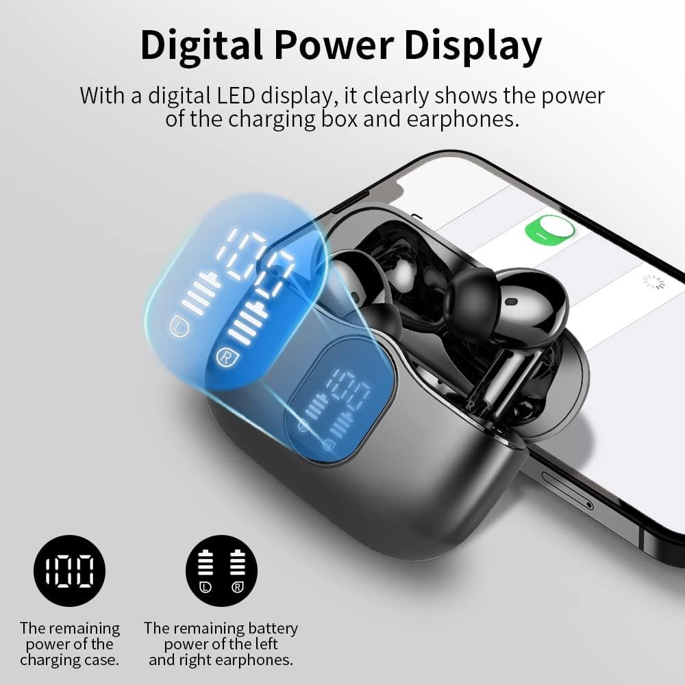 Wireless Earbuds, Bluetooth 5.3 Headphones In Ear with 4 ENC Noise Cancelling Mic, Btootos New Bluetooth Earbuds Mini Deep Bass Stereo Sound, 36H Playtime LED Display Wireless Earphones IP7 Waterproof - Image 6