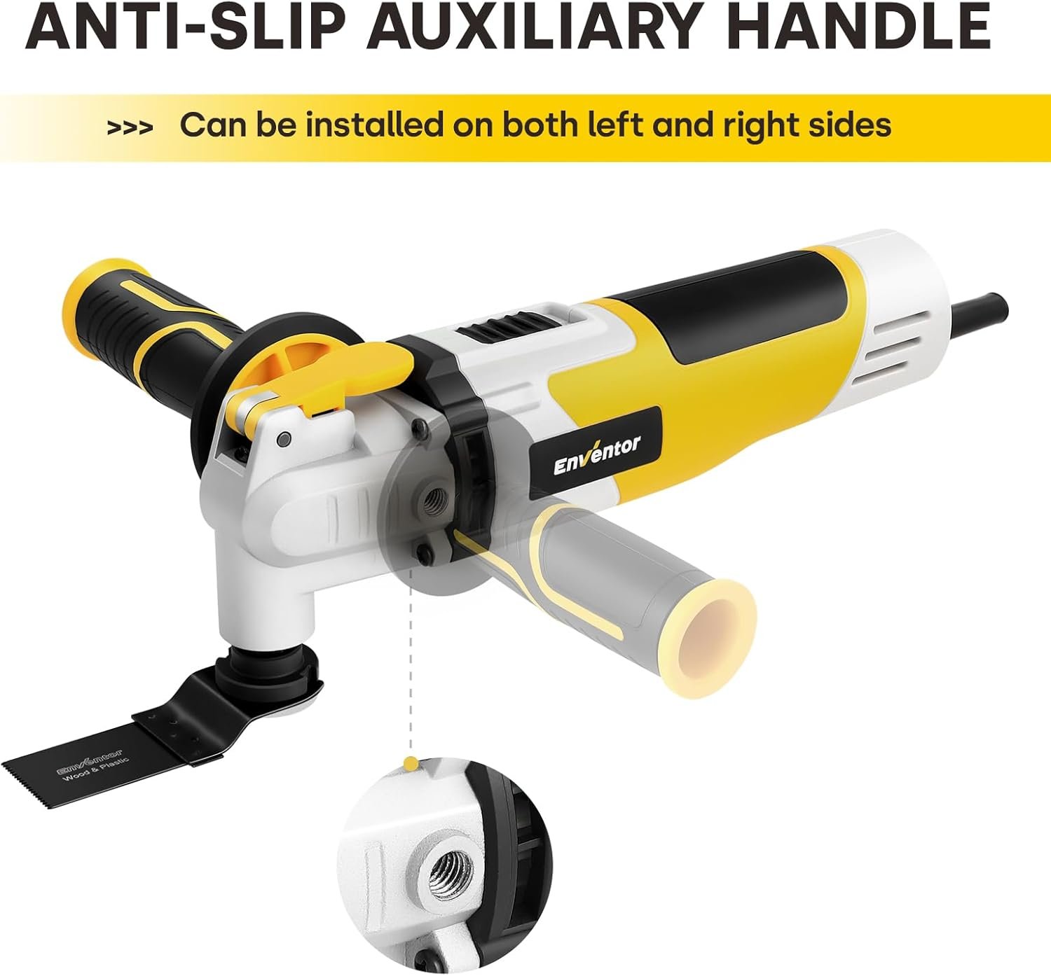 Enventor Oscillating Multi Tools, 280W 15000-22000 OPM Electric Corded Multi Tool, 6 Variable Speeds, 3°Oscillation Angle, Quick-fit Blade Design, Auxiliary Handle, with 43pcs Accessories 86229 - Image 5
