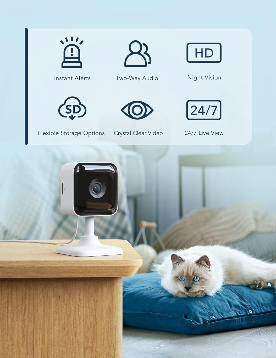 GNCC Indoor Camera 2K Security Camera 2 Packs CCTV Camera House Security, Home Security Cam, Motion/Sound Detection, 2-Way Audio, Night Vision, Real-Time Alert, SD&Cloud, 2.4G WiFi - Image 2