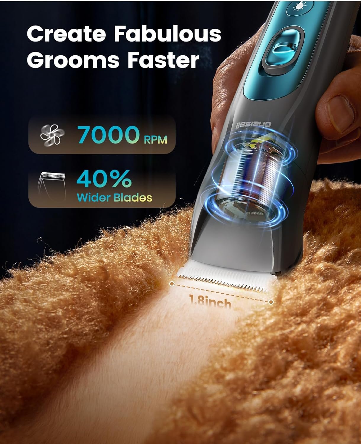 oneisall Dog Clippers & Paw Trimmer 4 in 1 Grooming Kit, Dog Grooming Clippers with LED Light for Full-Body Grooming, Cordless Silent Pet Shaver for Dogs Cats - Image 2