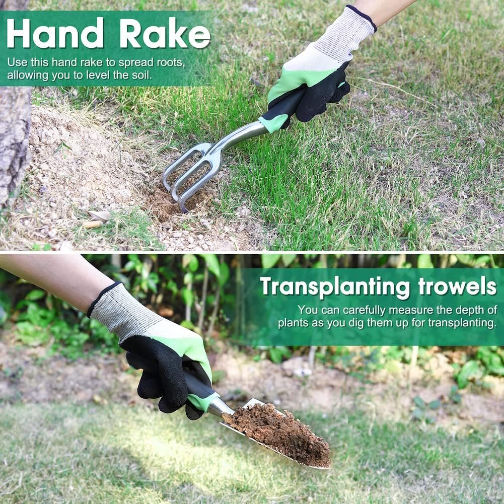 Gardening Tools Set Garden Hand Tool Gift Kit Gardening Gifts for Women & Men 10 Piece Stainless Steel Heavy Duty Garden Tool Sets Garden Tools Bag for Women & Men Easy Storage - Image 4