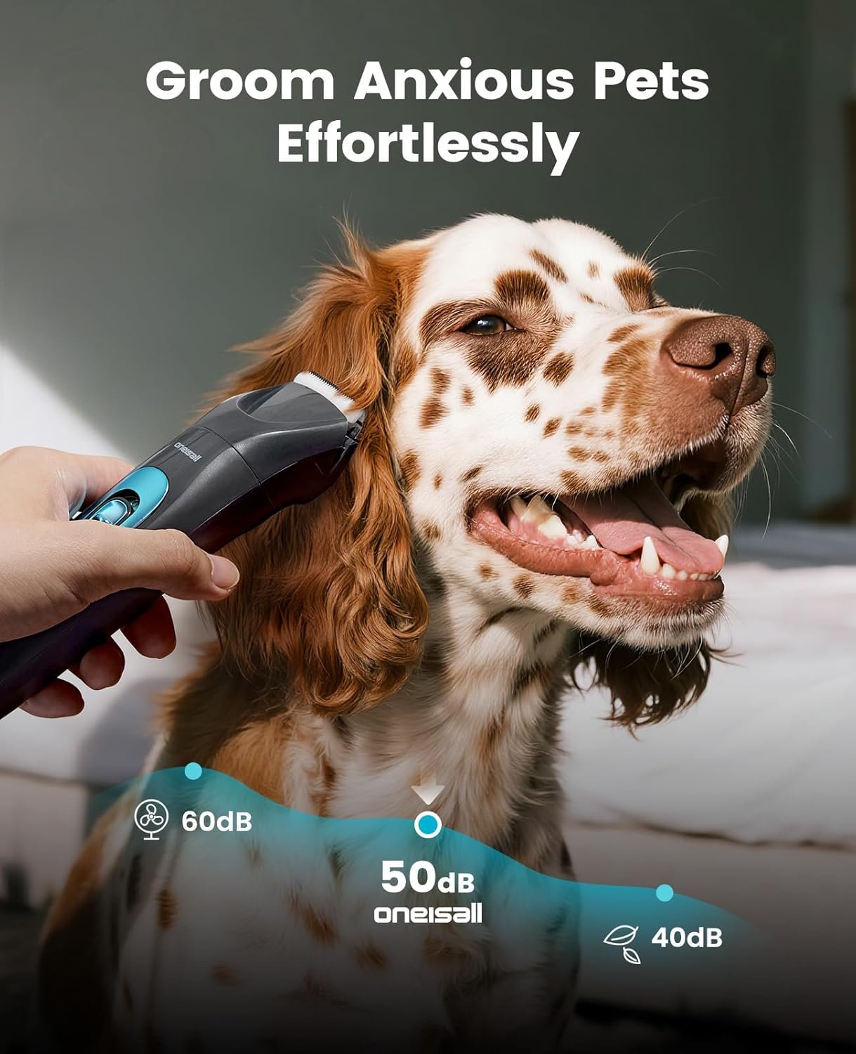 oneisall Dog Clippers & Paw Trimmer 4 in 1 Grooming Kit, Dog Grooming Clippers with LED Light for Full-Body Grooming, Cordless Silent Pet Shaver for Dogs Cats - Image 4