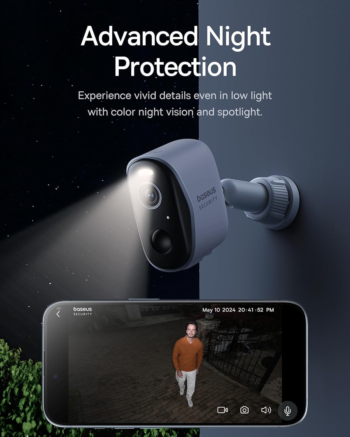 Baseus Security Camera Outdoor Wireless True 2K Clarity, No Monthly Fee, 16TB Expandable Local Storage, 210-Day Battery Life, Spotlight & Alarm, Works with Alexa and Google Home - N1 2-Cam Kit - Image 7