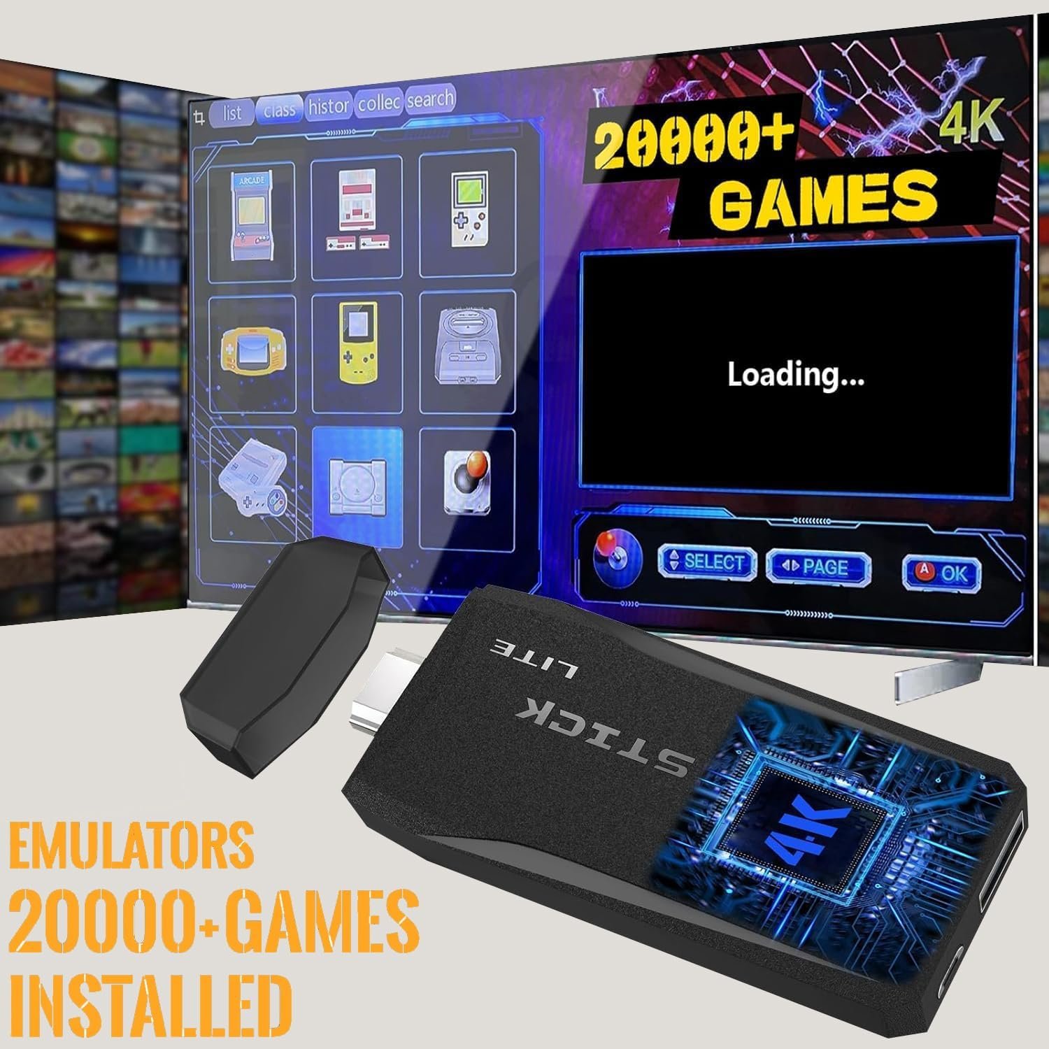 Retro Game Console,Wireless Retro Game Stick with 20,200+ Built-in Games, HDMI Output, Plug & Play, 2.4G Wireless Gamepads, Ideal for Family & Friends Entertainment - Image 2
