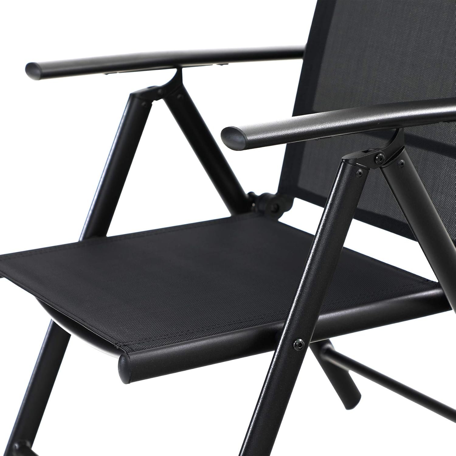 PHIVILLA 4 Seater Garden Dining Table and Chairs Set 4 Patio Set Furniture Metal Garden Table and Aluminum Recliner Chair Black (Black) - Image 4