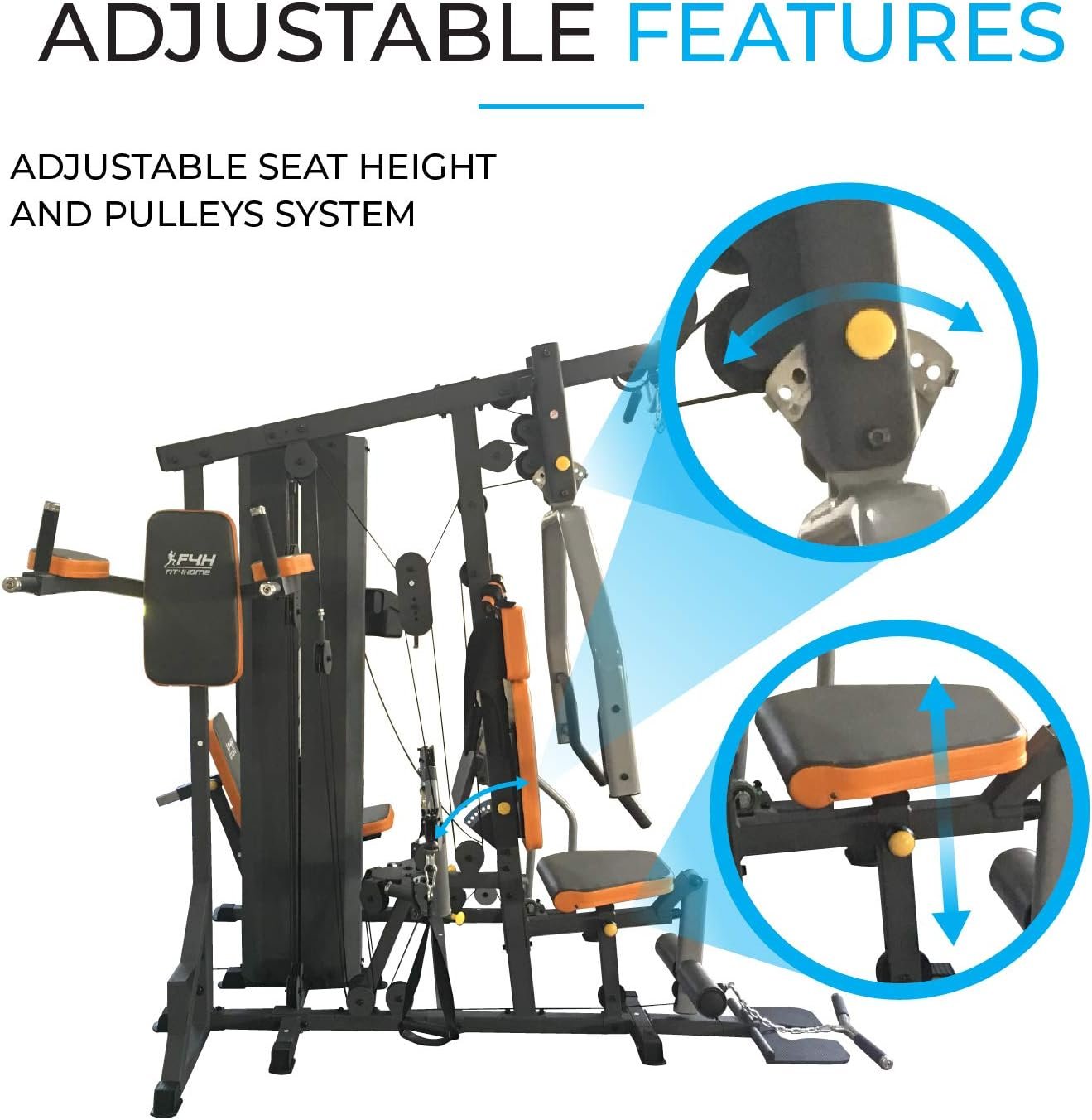 FIT4HOME Multi Gym Fitness Equipment Exercise Machine Strength Training Body Building Heavy Duty Home Gyms Workout Stations 80KG Weight Plates Leg Press Lat Pulldown | TF3003C - Image 2
