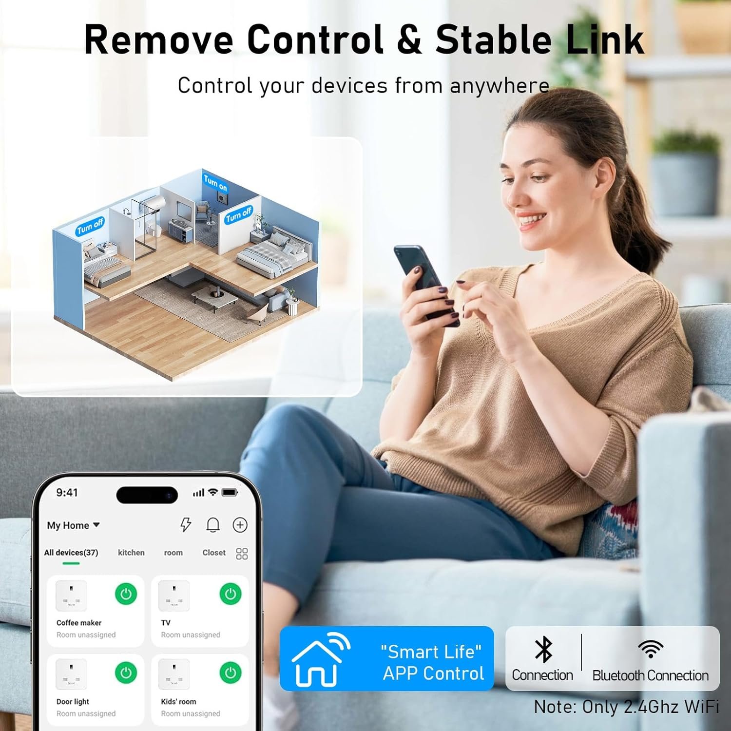 Smart Plug, TVLIVE 2 Pack Smart Plugs Work that with Alexa (Echo/Echo Dot), Google Home Voice Control, Energy Monitoring, Remote Control, Timer & Schedule Function, Device Sharing, Wifi Plug Socket UK - Image 3