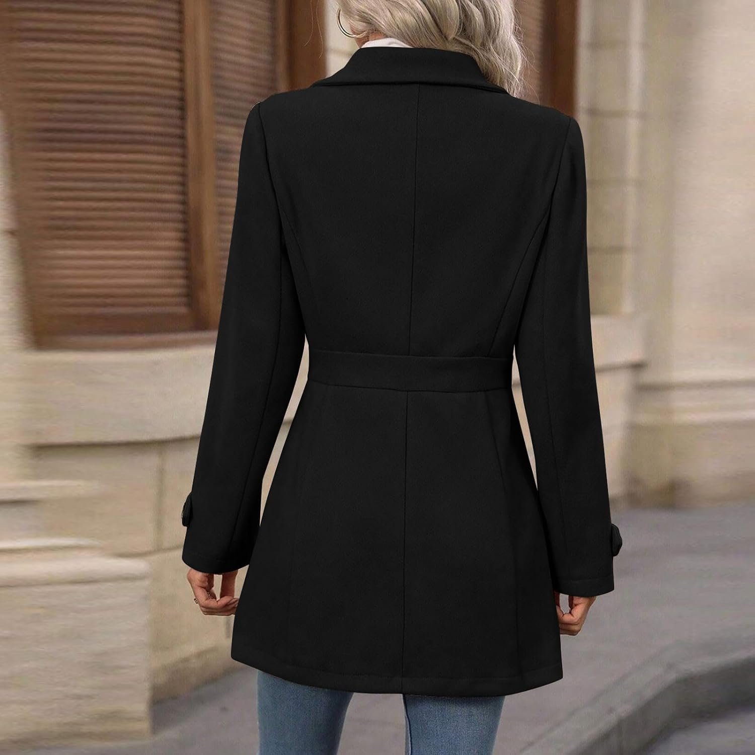 Winter Jackets for Women Coats Slim Fit Ladies Coat with Belt Button Womens Jacket Elegant Outerwear for Office Work and Everyday Wear - Image 7