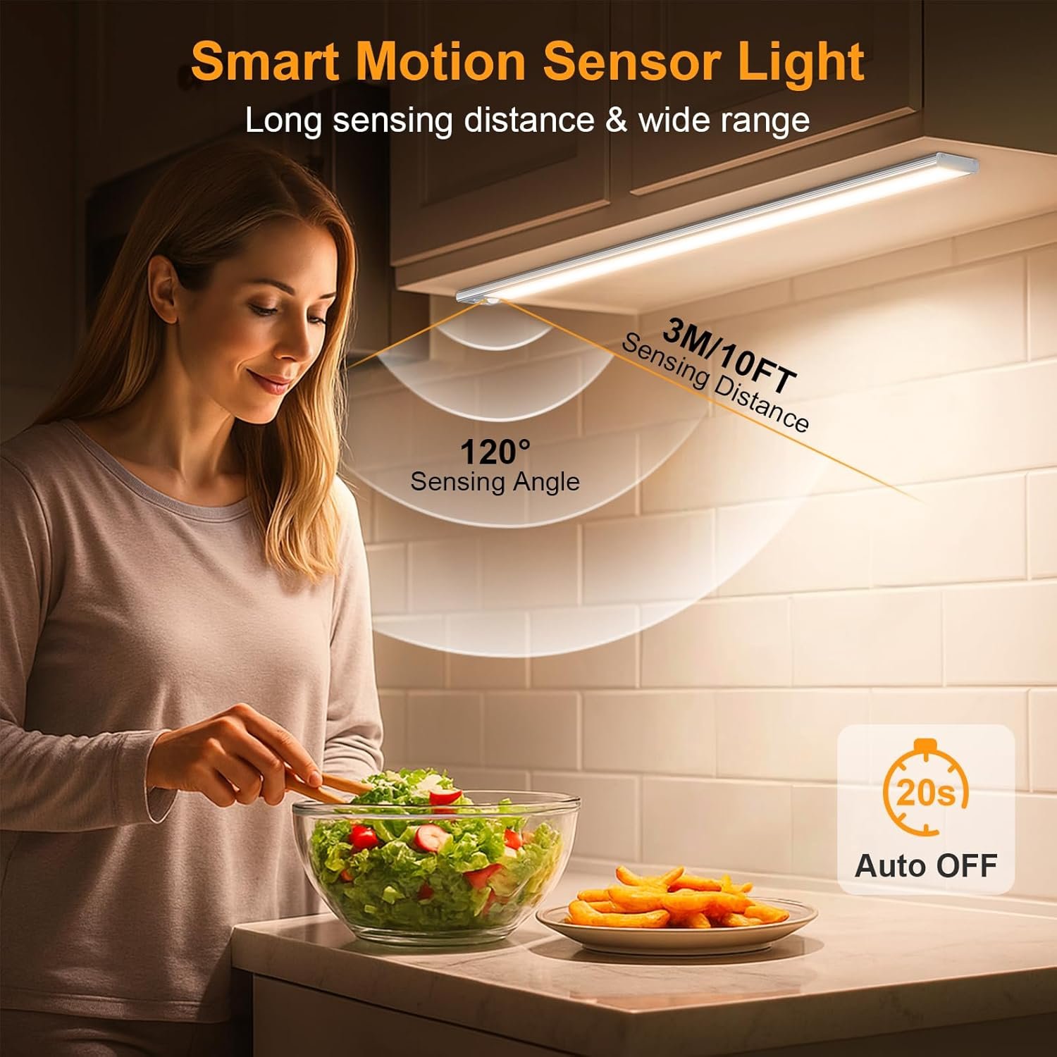 Gritin Under Cabinet Kitchen Lights Rechargeable-3 Color Temps&5 Level Brightness, Super Bright, 4 Modes, Motion Sensor, Long Lasting-Easy Installation Strong Magnetic Under Closet Light-37.5CM/2Pack - Image 7