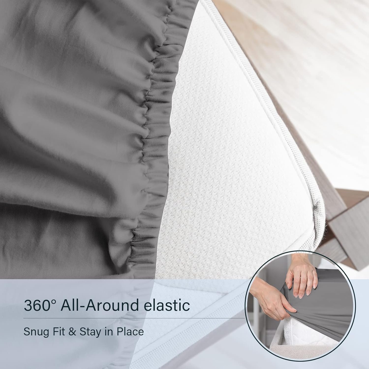 LuxClub SuperKing Fitted Sheet Bedding with 40cm Depth, Extra Deep Soft Cooling Bed Sheets Microfiber Fabric Ease Care Soft & Comfortable Fade Resistant - Grey, Super King - Image 3